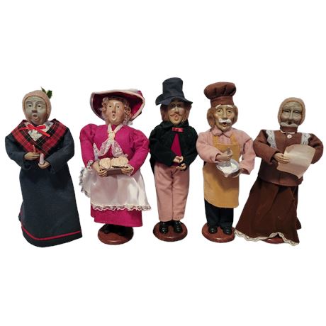 Vintage Christmas Caroler Figures with Wooden Bases