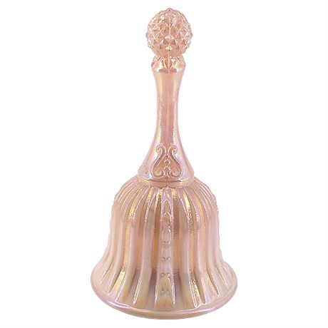 Fenton 'Faberge Bell' in Iridescent Shell Pink Carnival Glass