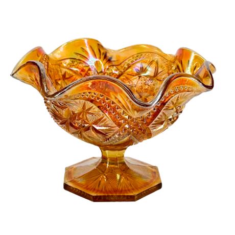 Imperial Marigold Carnival Glass Compote