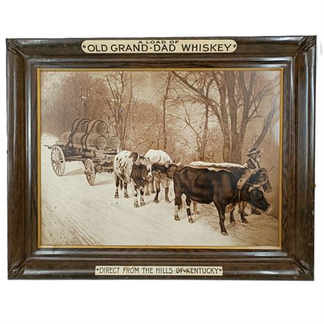 Vintage Tin Advertising Sign - "Old Grand-Dad Whisky" Kentucky