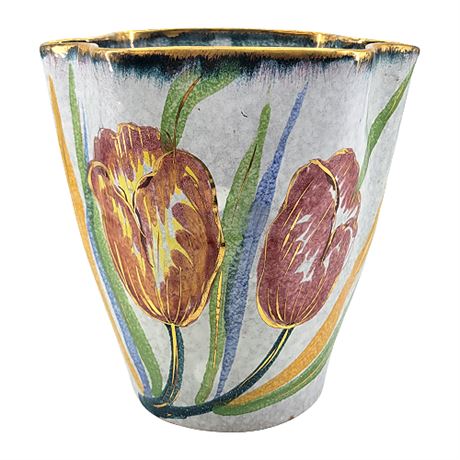 Vintage Sesto Fiorentino Italian Pottery Hand Painted Tulip Vase