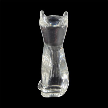 Steuben Crystal Hand Blown Glass Cat Figurine Signed 8102 by Donald Pollard