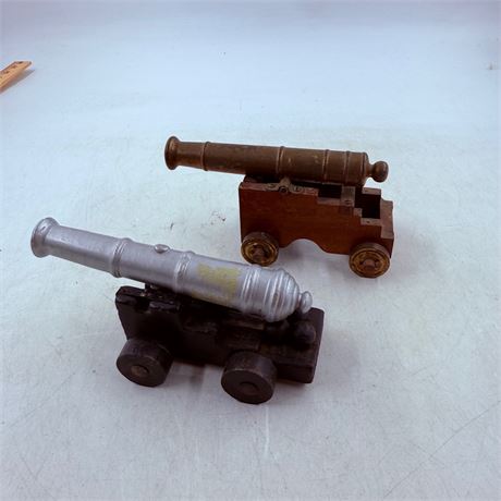 2 Vintage Brass Cannons