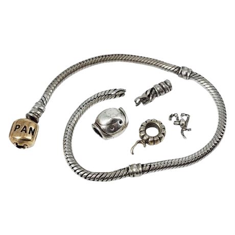 19.56g Damaged Pandora Bracelet & Charms for Sterling Silver Scrap