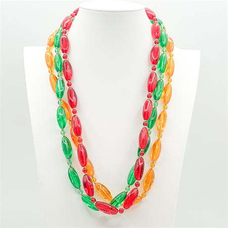 Three Vintage Multicolor Lucite Necklaces