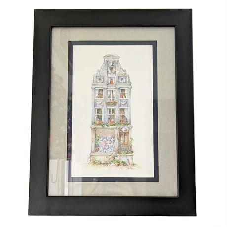 Framed Picture Delft Blue Netherlands Architecture w/COA