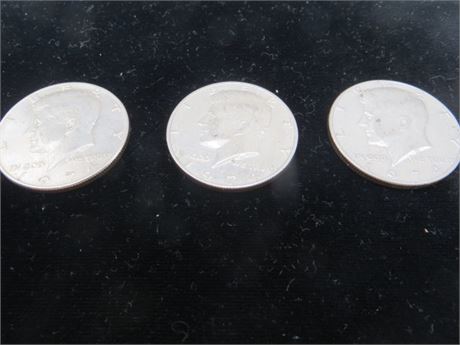 Three 1974 Kennedy Half Dollars