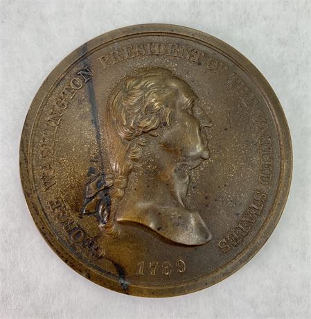 Large 3” Bronze George Washington Peace & Friendship Presentation Medallion