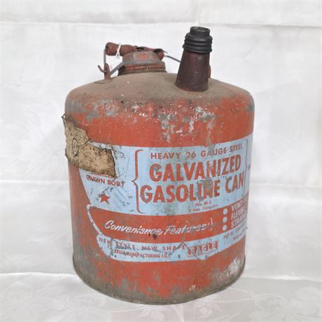 Antique Gas Can with Wood Handle