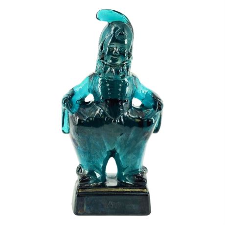 Mosser Glass "End of the Rainbow" Series Teal "AT" Clown Figurine