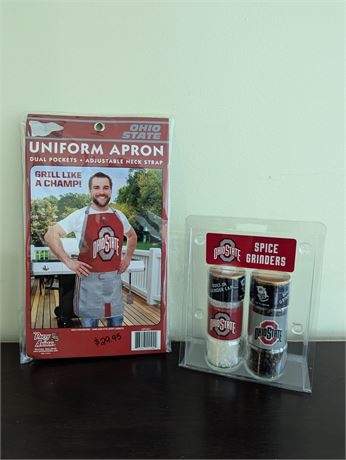 Lot Ohio State University New in Package Apron + Spice Grinders