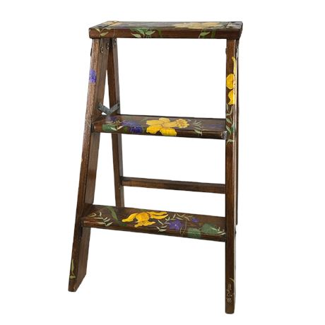 Decorative Hand Painted Wooden Step Ladder