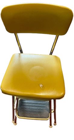 Vintage yellow step stool chair