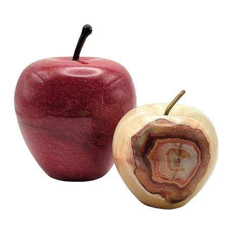 Pair Stone Apple Paperweights