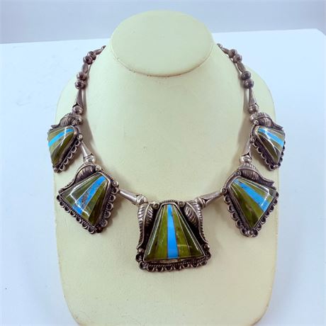Superb 115.1g Navajo Sterling Necklace - 22”