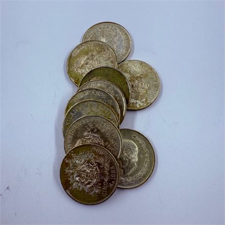 10 UNC 1953 Hidalgo 5 Silver Pesos