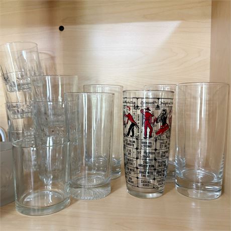 Cabinet Lot of Assorted Coffee Mugs and Glassware
