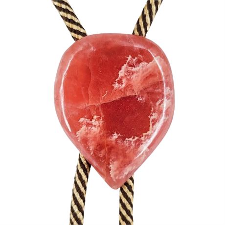 Vintage Rhodochrosite Bolo Tie