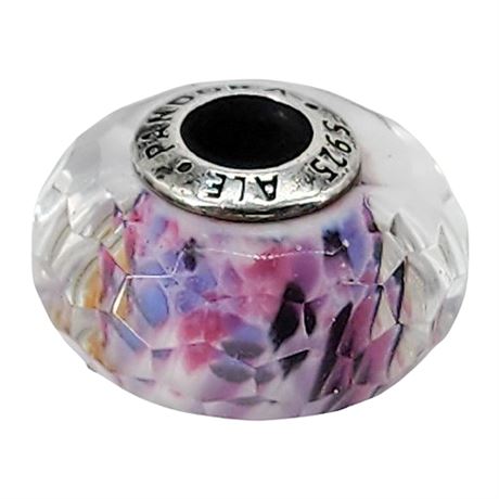 Retired PANDORA "Shoreline Sea Glass" Faceted Murano Sterling Silver Charm