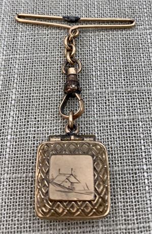 Antique Pocket Watch Chain Fob Engraved Photograph Locket