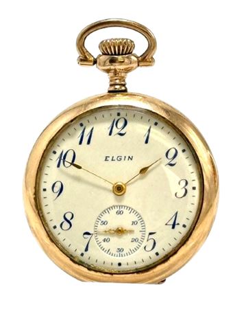 1914 Elgin Grade 355 Pockewatch w/14k GF South Bend Case