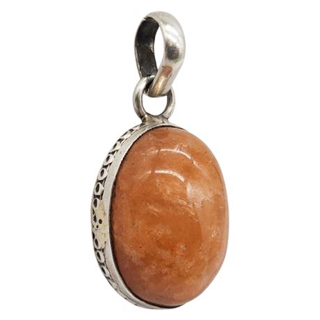 Sterling Silver Orange Aventurine Cabochon Pendant