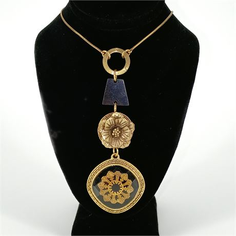 Bohm Long Statement Pendant Necklace – Gold-Tone Mixed Metal