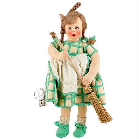 Vintage 1938 Lenci Mascotte Sweeper Girl Fine Art Felt Doll