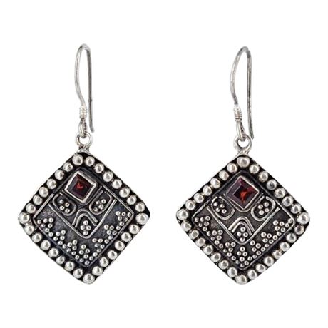 Vintage Sterling Silver Garnet Earrings
