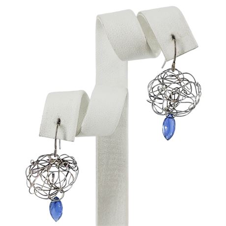 Artisan Made Sterling Silver & Blue Spinel Earrings