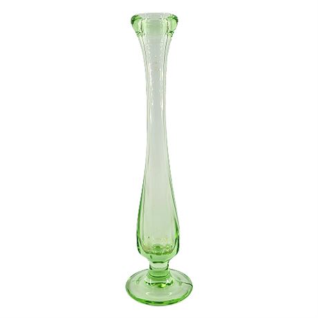 Vintage 8.5" UV Reactive Green Depression Glass Swung Vase