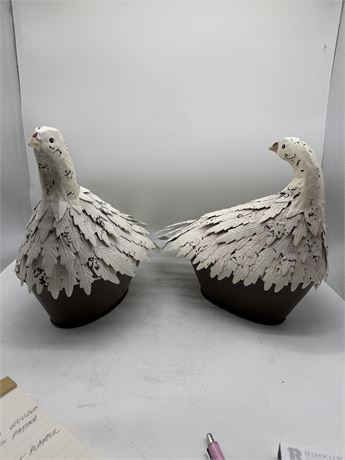 Pr. of Metal Birds w/Hidden Pot Planter