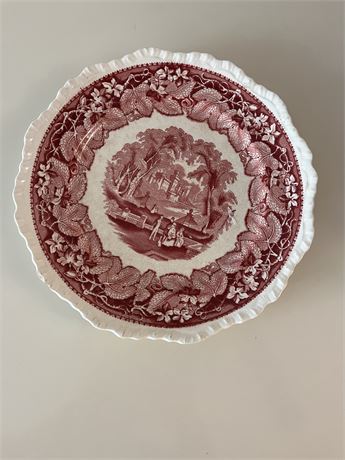 Red transferware iron stone plate