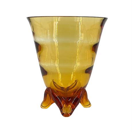 Tiffin Glass Swedish Modern Footed Vase Amber