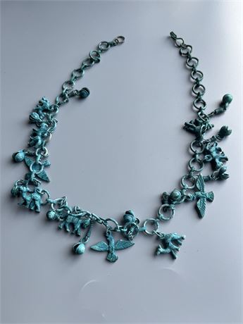 Vintage birds and camels charms Egyptian linked necklace