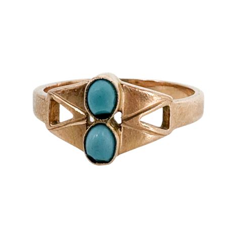 14K Victorian Rose Gold & Turquoise Ring