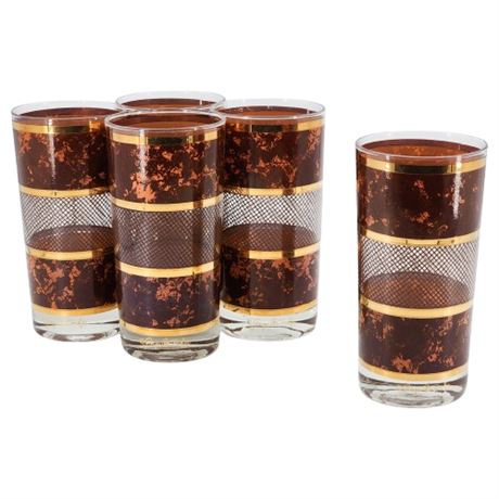Mid-Century Georges Briard "Tortoise" Highball Glasses, Set of 5