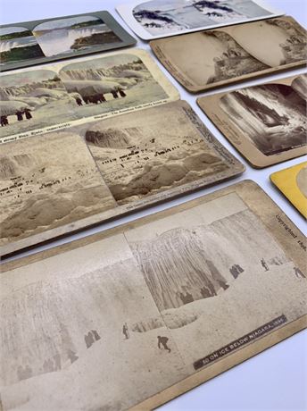 8 Antique Niagara Falls, Snow Cave, Winter Scene Photo Stereoview Picture Cards