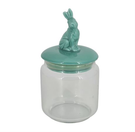 Glass Bunny Jar with Ceramic Top