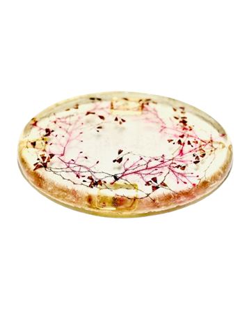 Vtg Handmade Dried Flowers Resin Trivet