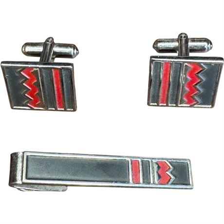 Speidel Southwestern Style Geometric Cufflinks & Tie Bar Set