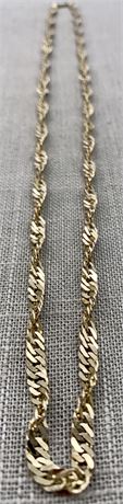 15.8 Gram Sterling Silver Twisted 24” Gold Vermeil Chain Necklace