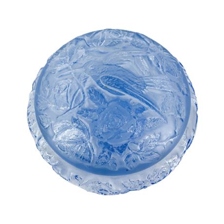 Blue Art Glass Hummingbird Trinket Dish