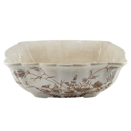 Green & Clay Floral Square Bowl