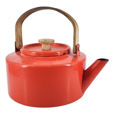 Danish Modern Michael Lax for Copco Red Enamel Tea Kettle