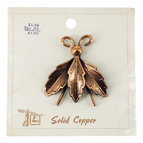 Vintage Bell Trading Co. Copper Leaf Insect Brooch, New Old Stock