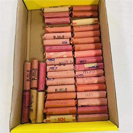 40 Rolls UNSEARCHED Wheat Pennies