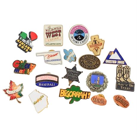 18 Vintage Travel Themed Lapel Pins