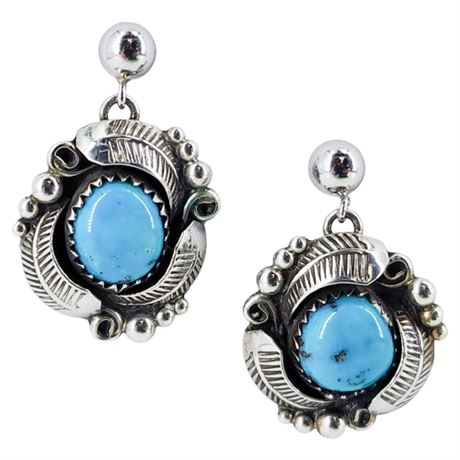 Vintage Native American Sterling Silver Turquoise Earrings