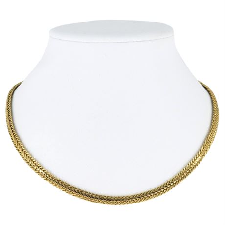 Signed Vintage PUDORE 16" Foxtail Herringbone Gold Tone Necklace